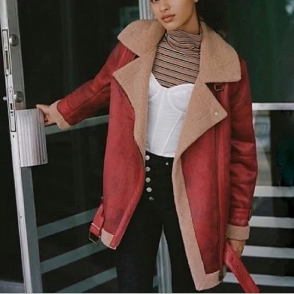 NEW Urban Outfitters Oversized Faux Leather Aviator Jacket